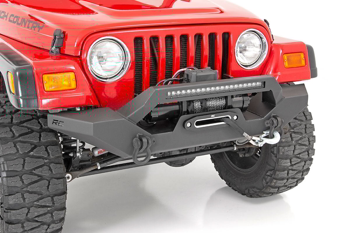 Jeep Wrangler Unlimited Front Bumper - Rough Country - Rock Crawler - Satin Black - '04-'06